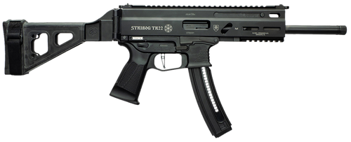 Grand Power 197892004817 TR22 Stribog 22 LR 25+1 8" Black Threaded Barrel, Black Picatinny Rail Receiver, Black Aluminum Frame w/Lower Picatinny Rail, SB Tactical Brace, Black Polymer Grips