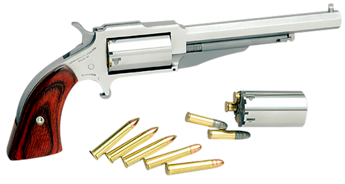 North American Arms 18604C 1860 The Earl *CA Compliant 22 LR or 22 WMR 5rd 4" Barrel, Overall Stainless Steel Finish & Rosewood Boot Grip Includes Cylinder