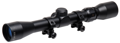 TruGlo TG-853932B Trushot  Black Anodized 3-9x32mm 1" Tube Duplex Reticle w/Rings 3/8" Dovetail