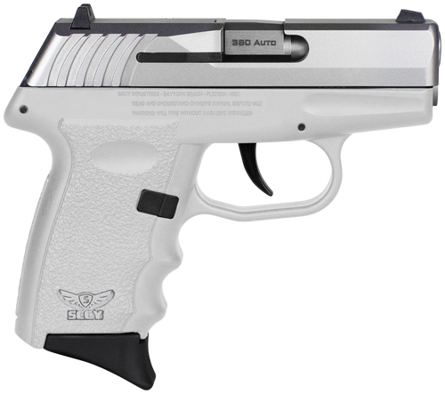 SCCY Industries CPX-3TTWT CPX-3  Sub-Compact Frame 380 ACP 10+1, 3.10" Stainless Quadlock Barrel, Serrated Stainless Steel Slide, White Polymer Frame w/Finger Grooves, No Safety, Right Hand