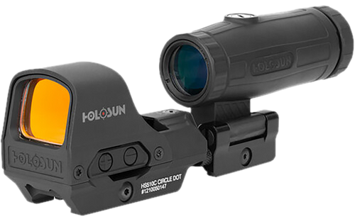 Holosun HE510C-GR/HM3X   Black 1x/3x 0.91x1.26" 2 MOA/65 MOA 2 MOA Green Dot/65 MOA Green Circle Reticle