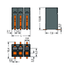 Wago SMD PCB terminal block, push-button 1.5 mm² Pin spacing 3.5 mm 9-pole, black Pack of 270