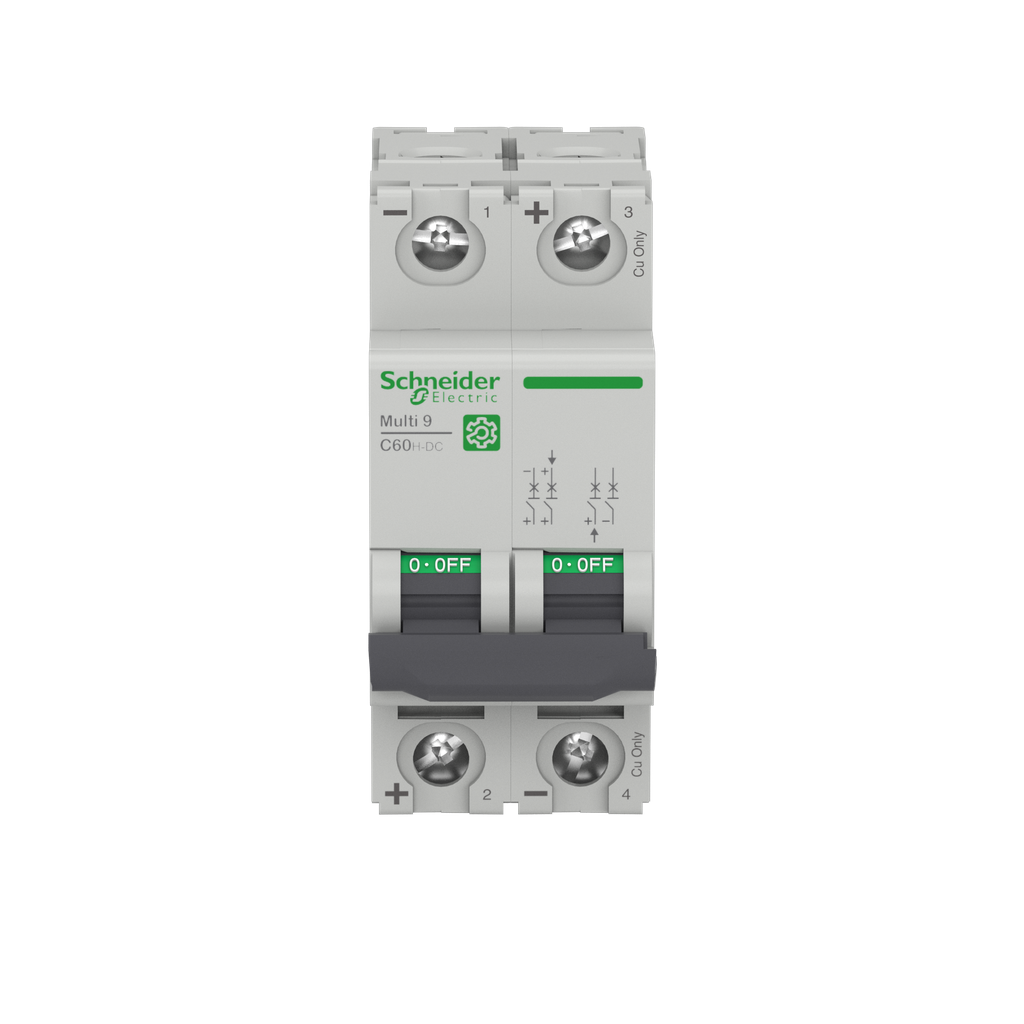 Lot De 3 Disjoncteurs Schneider Multi9 C60H-DC 2P 6A Courbe B 500V DC 10kA - Réf M9U11206, Pour Installations Solaires