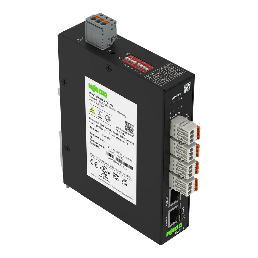 852-2112 Single Pair Ethernet ECO Switch, 6-Port | WAGO