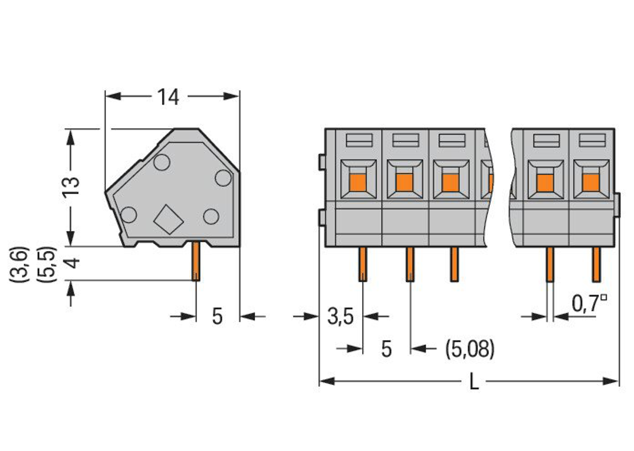 WAGO 236-104 PCB terminal block; 2.5 mm²; Pin spacing 5/5.08