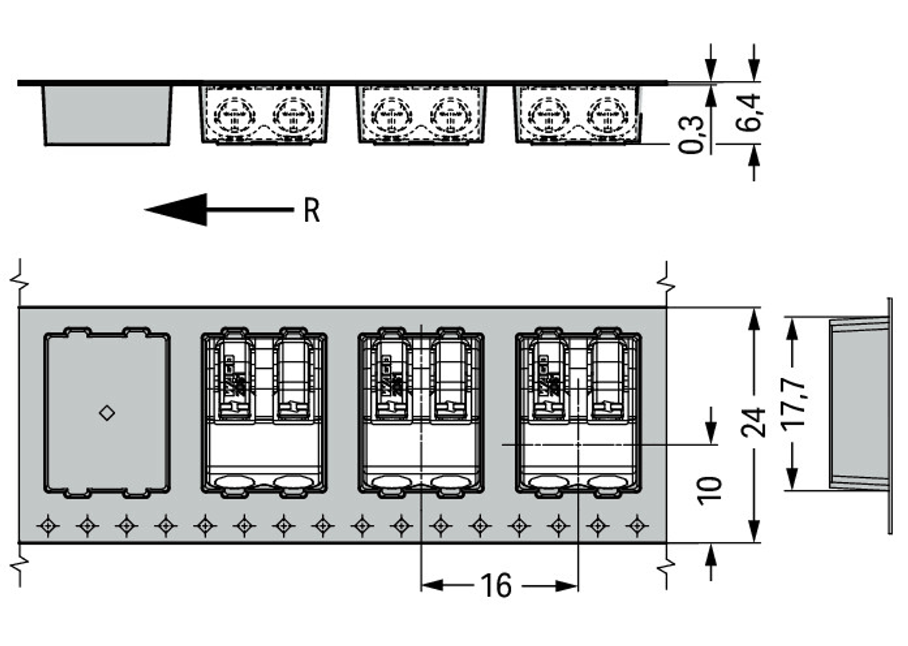 WAGO 2061-1622/998-404 THR PCB terminal block, push-button 1.5 mm²