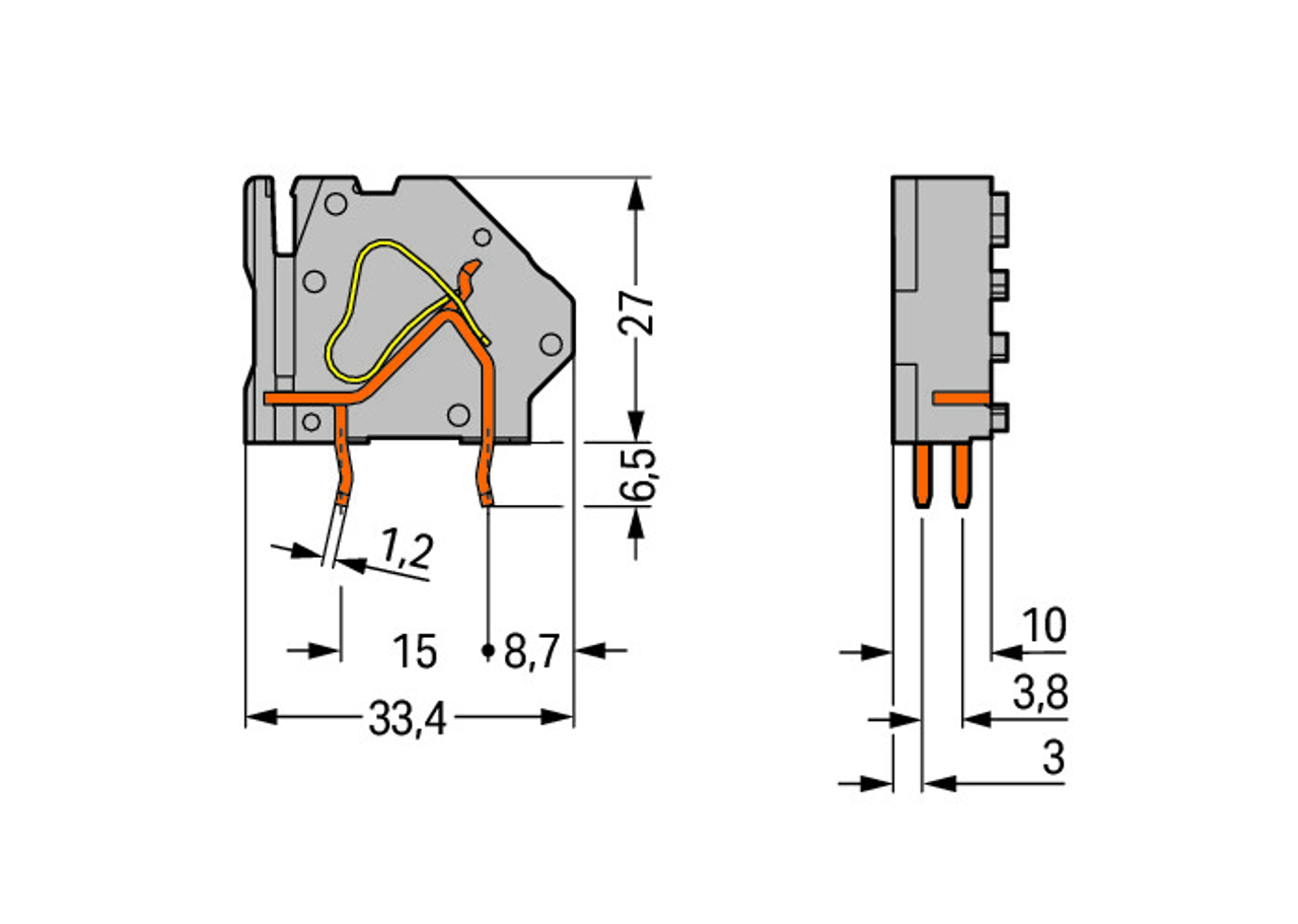 Wago 745-853/006-000  Stackable PCB terminal block, 16 mm, Pin