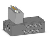 SMC SS5Y3-50RF1-04D-01T 4/5 port solenoid valve plug-in metal base