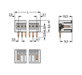 Wago 734-173 THT male header; 1.0 x 1.0 mm solder pin; angled; 100% protected against mismating; Pin spacing 3.5 mm; 13-pole; light gray