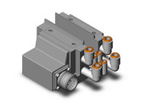 SMC SS5Y3-10M-02B-L6 4/5 port solenoid valve ss5y3 2 sta manifold base