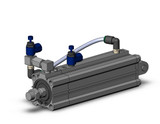 SMC RLQD40TN-100M-FL compact cylinder w/lock cyl, compact, air cushion & lock