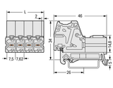 Wago 831-3204/007-9034 1-conductor male connector, Push-in CAGE CLAMP®, light gray