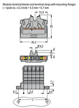 Wago 2052-304 2-conductor miniature through tb with operating slots 2.5 mm²,  blue