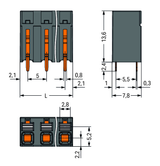 Wago 2086-3106 THR PCB terminal block, push-button 1.5 mm² Pin spacing 5 mm 6-pole, black