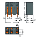 Wago 2086-3124 THR PCB terminal block, push-button 1.5 mm² Pin spacing 5 mm 4-pole, black