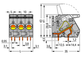 Wago 2716-152/000-016 PCB terminal block, lever 16 mm² Pin spacing 10 mm 2-pole, green-yellow