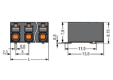 Wago SMD PCB terminal block, push-button 1.5 mm² Pin spacing 5 mm 7-pole, black Pack of 515