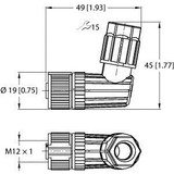 Turck Fw-Ewkpm0426-Sa-P-0408 Accessories for Sensors and Actuators, Field-Wireable Connector, Female Connector, M12 × 1, Angled