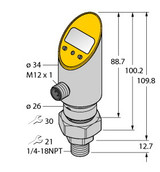 Turck Ps003V-503-Li2Upn8X-H1141 Pressure Transmitter (Rotatable), With Analog Output and PNP/NPN Transistor Switching Output, Output 2 Reprogrammable as Switching Output