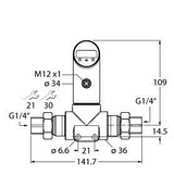 Turck Ps016D-501T-Li2Upn8X-H1141 Differential Pressure Sensor, With current output and PNP/NPN Transistor Switching Output, Output 2 Programmable as Switching Output