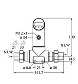 Turck Ps001D-502T-2Upn8X-H1141 Differential Pressure Sensor, 2 PNP/NPN Transistor Switching Outputs