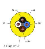 Turck Yel,Tpu,4X18,Awm,Msha General Purpose Cable, Reelfast Bulk Cable
