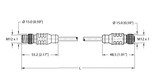 Turck Rssw Rksw 455-2M Double-ended Cordset, Straight Male Connector to Straight Female Connector