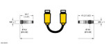Turck Pkg 6M-1-Psg 6M/S760 Double-ended Cordset, Straight Female Connector to Straight Male Connector