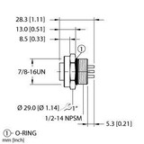 Turck Rkfl 36 Single-ended Receptacle, Female Receptacle