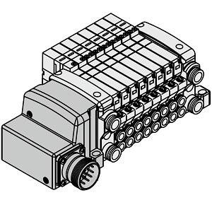 SMC VV5QC11-04N7MD0-D0S VQC1000 Series 5 Port Solenoid Valve Base Mounted Plug-in Unit M Kit (Circular Connector Kit) Manifold IP67 Compliant