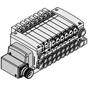 SMC VV5QC21-07C8MD3-S VQC2000 Series 5 Port Solenoid Valve Base Mounted Plug-in Unit Circular Connector