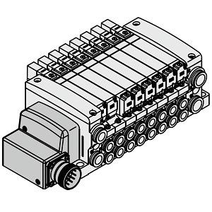 SMC VV5QC21-12C8MD0-S VQC2000 Series 5 Port Solenoid Valve Base Mounted Plug-in Unit Circular Connector