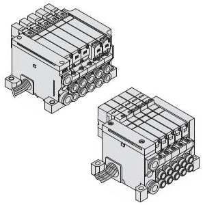 SMC VV5Q21-02C8L2 VQ1000/2000 Series 5 Port Solenoid Valve Plug-In Unit Base Mounted L Lead wire