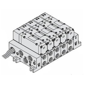 SMC VV5Q51-0204LD1-W VQ5000 Series 5 Port Solenoid Valve Plug-In Unit Base Mounted L Lead wire cable