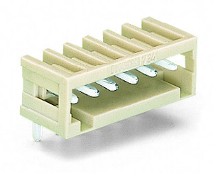 Wago 734-173 THT male header; 1.0 x 1.0 mm solder pin; angled; 100% protected against mismating; Pin spacing 3.5 mm; 13-pole; light gray
