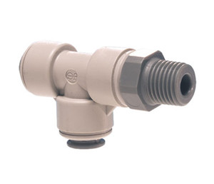 John Guest PI111202S Gray Acetal Swivel Male Run Tee 3/8 x 1/4 BSPT Bag of 10