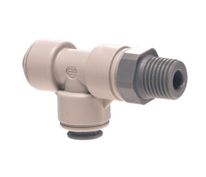 John Guest PI111222S Gray Acetal Swivel Male Run Tee 3/8 x 1/4 NPTF Bag of 10