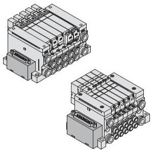 SMC VV5Q11-08N7FU0-DRS VQ1000/2000 Series 5 Port Solenoid Valve Plug-In Unit Base Mounted D-Sub Connector