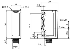 SensoPart FT25-BF2-NS-M4 BlueLight-Photoelectric Diffuse Sensor with Background Suppression, Fixed Focus