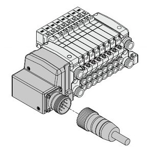 SMC VV5QC41-0603NMD3 VQC4000 Series 5 Port Solenoid Valve Base Mounted Plug-in Unit M Kit (Circular Connector Kit) Manifold IP67 Compliant