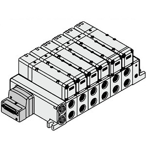 SMC VV5QC51-04BTFD3 VQC5000 Series 5 Port Solenoid Valve Base Mounted Plug-in Unit D-sub Connector Kit