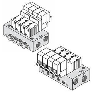SMC SS3YJ3-42R-11-M5N-Q SYJ300 Series 3 Port Solenoid Valve Rubber Seal Manifold For External Pilot Type 42R