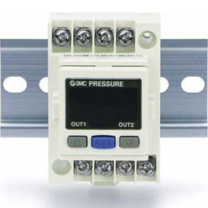 SMC PSE304T-E PSE300 Series 2-Color Display Digital Pressure Sensor Controller DIN Rail/Terminal Block Type