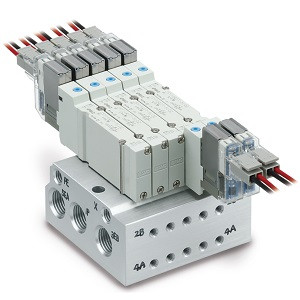 SMC JJ5SY3-40-05D-M5N JSY1000/3000/5000 Series Compact 5-Port Solenoid Valve Bottom Ported Non Plug-in Metal Base Type 40 Side Ported Type 41 Manifold