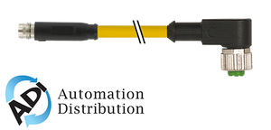 Murrelektronik 7000-88381-0100100 m8 male 0?? snap-in / m12 female 90?? screw-in, pvc 3x0.25 ye ul/csa 1m