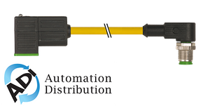 Murrelektronik 7000-41061-0260060 m12 male 90?? / msud valve plug form ci 9.4 mm, pur 3x0.75 yellow, 0.6m