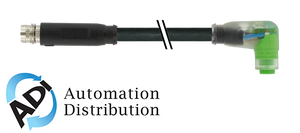 Murrelektronik 7000-88161-6100200 m8 male 0?? / m8 female 90?? snap-in led, pvc 3x0.25 bk ul/csa 2m
