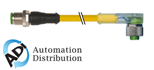 Murrelektronik 7000-40321-0130015 m12 male 0?? / m12 female 90?? led, pvc 3x0.34 yellow, 0,15m