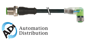 Murrelektronik 7000-40651-6510060 m12 male 0?? / m8 female 90?? led, pur 4x0.25 black ul/csa, robot, drag ch 0.6m