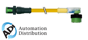 Murrelektronik 7050-40341-0140030 mq12 male 0?? / mq12 female 90?? led, pvc 4x0.34 yellow, 0.3m
